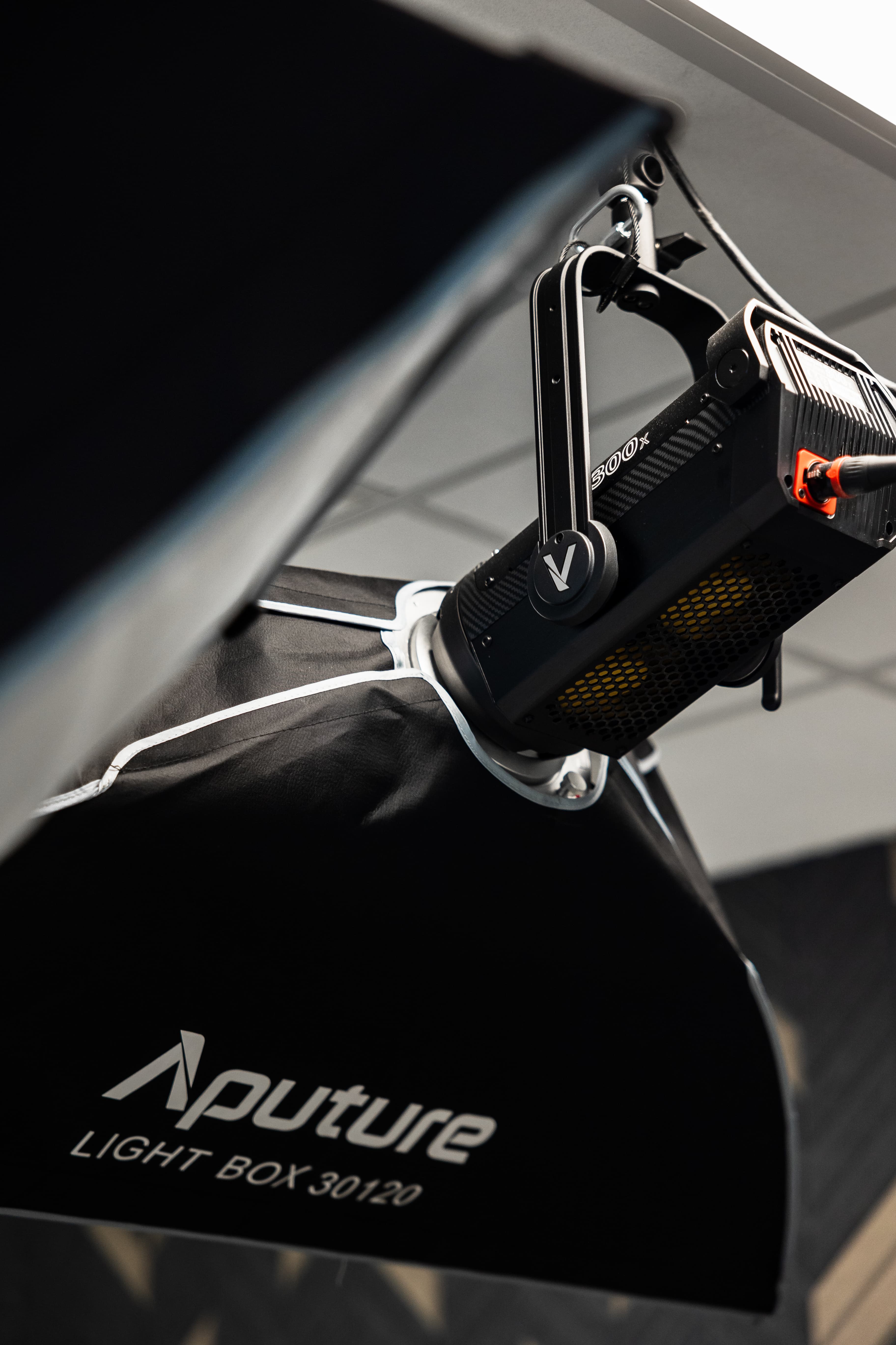 Aputure Light Box 30120 studio lighting in the podcast studio