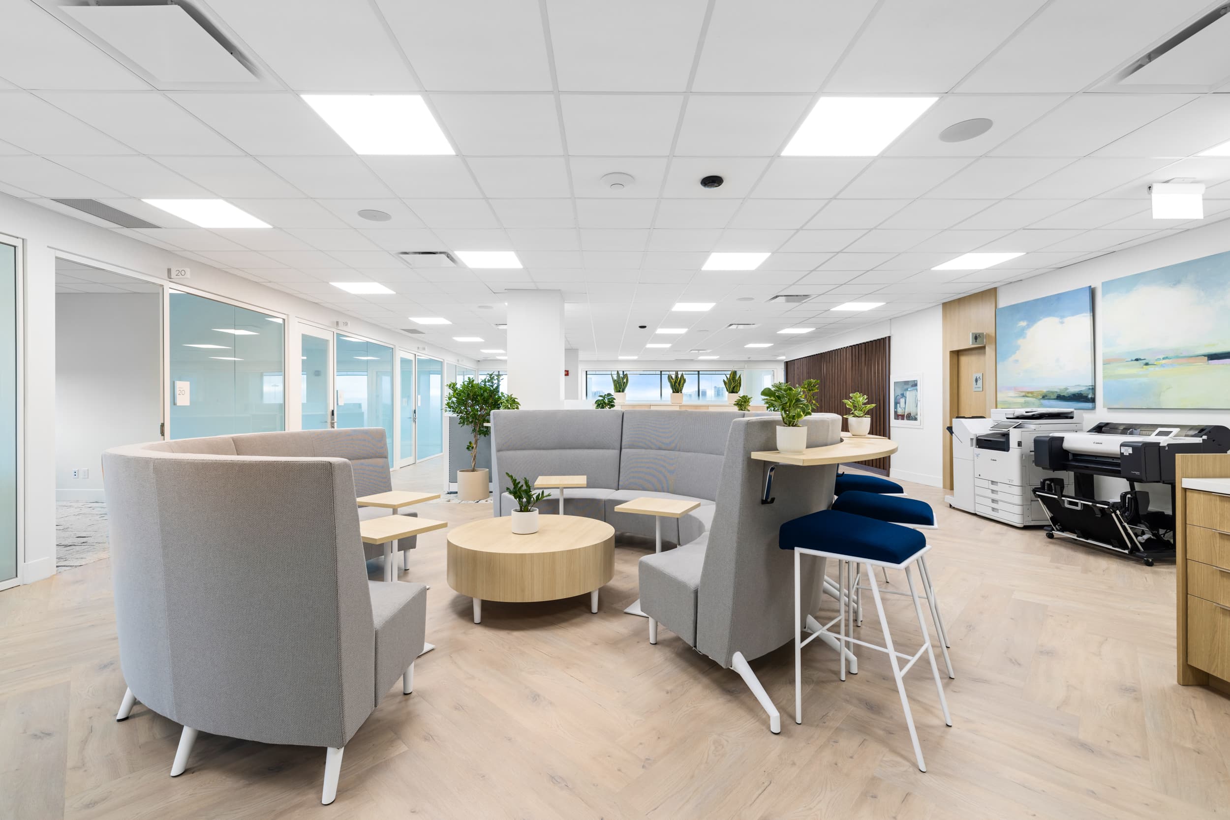 Open coworking area at Jilani Place in Etobicoke