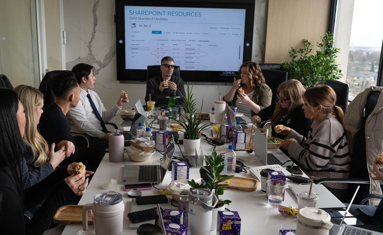 L'Oréal Canada team using the boardroom at Jilani Place