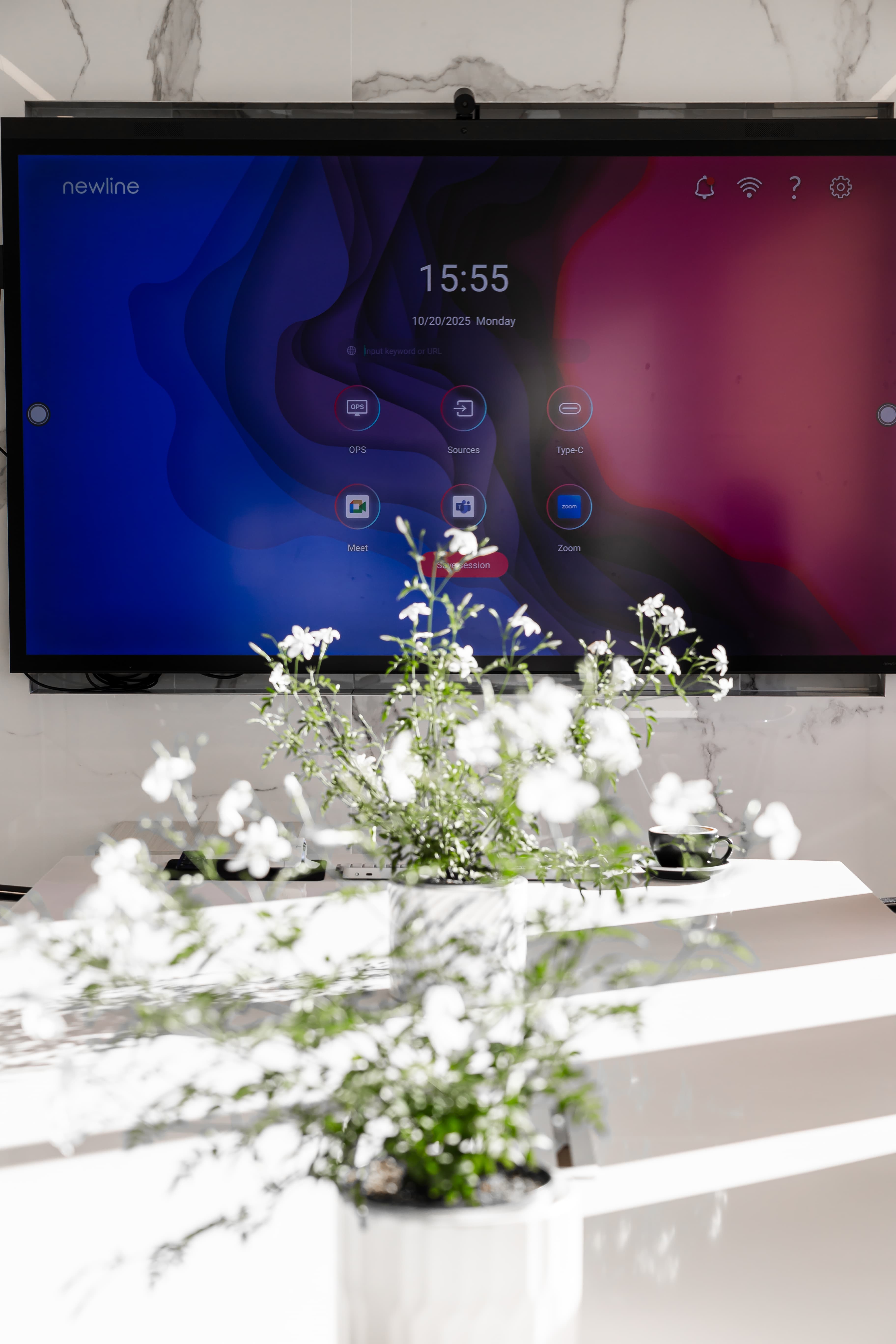 Newline 55-inch interactive display in Huddle Hub