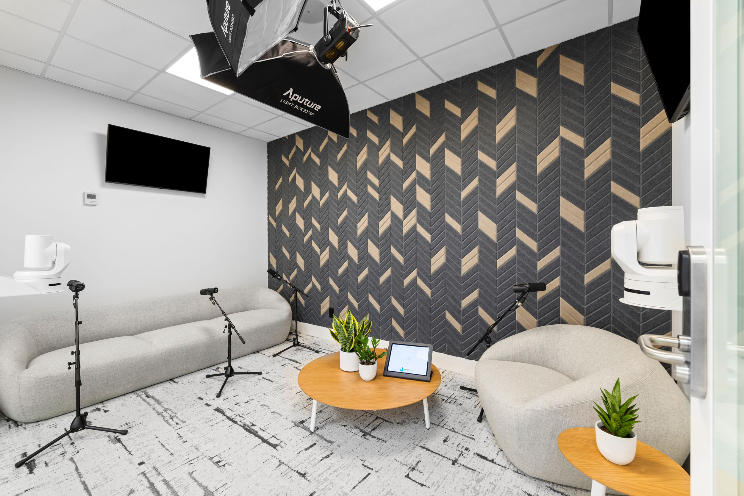 Podcast recording room at Jilani Place